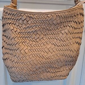 Day & Mood Tan Woven Pebbled Leather Shoulder/Backpack Greta Multi Hobo Bag
